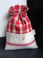 pochon en linge ancien doublé